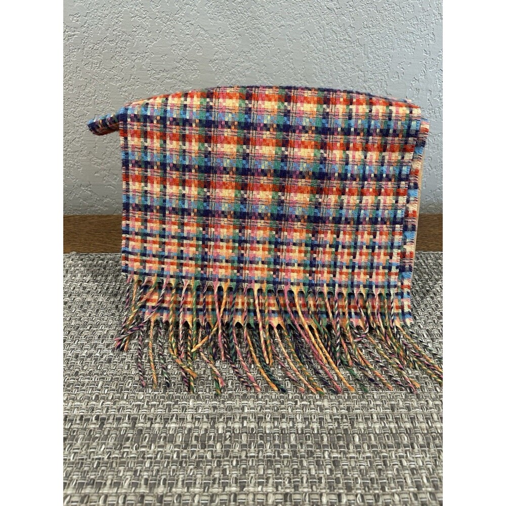 V Fraas Cashmink Scarf Multi Color 100% Acrylic Made In Germany 11” X 52” Fringe